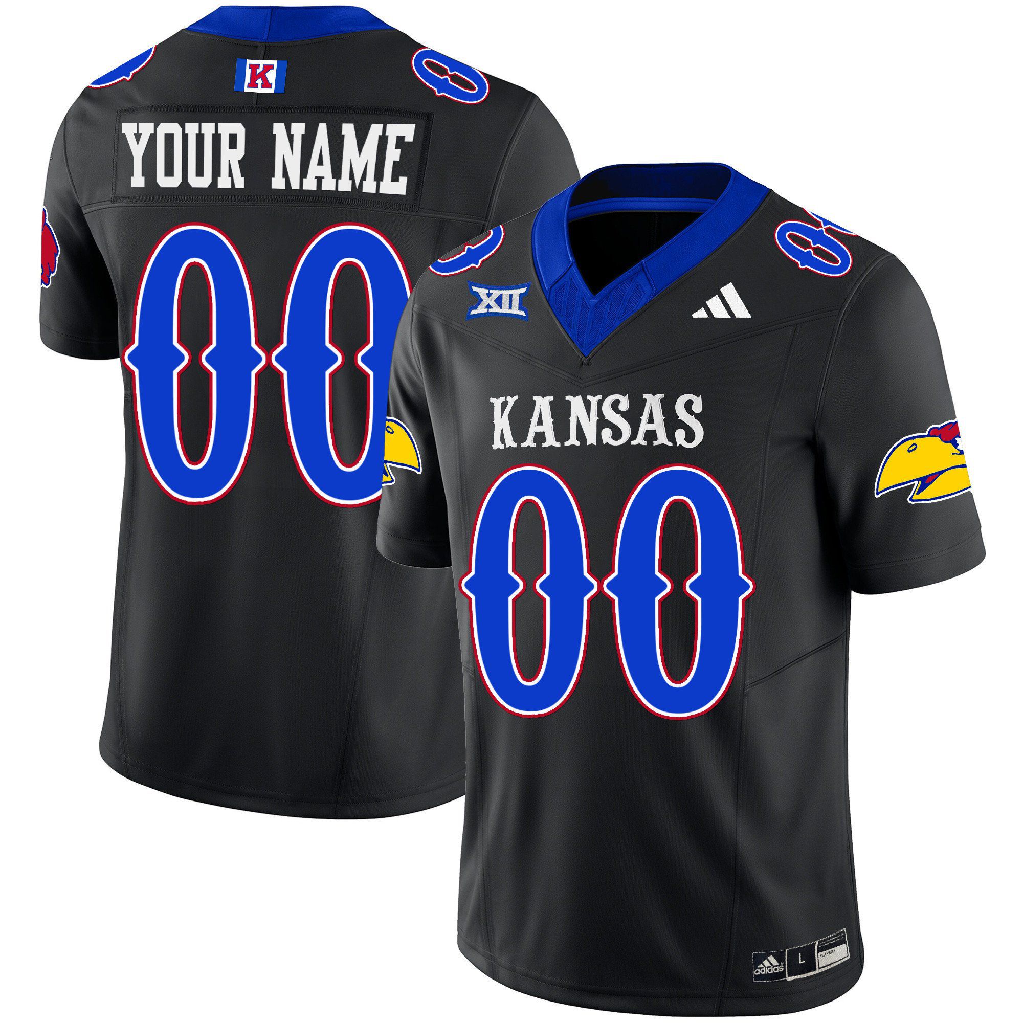 Men Kansas Jayhawks Black 2024 Blackhawk Vapor Limited Custom NCAA Jersey->customized nfl jersey->Custom Jersey